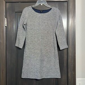 Theory Wynter Houndstooth‎ navy Sheath 3/4 sleeve Dress Size Small